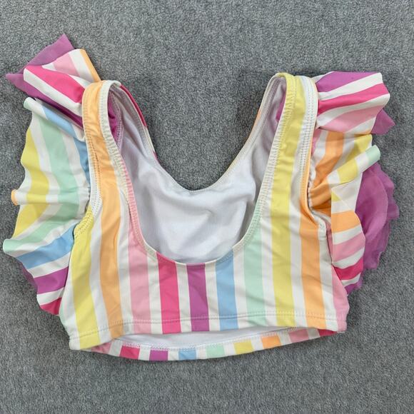 Ruffle Butts Rainbow Stripe Ruffle Swim Top Girls 6 Swimsuit - Picture 5 of 5